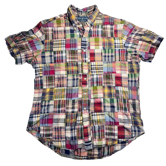 Polo Ralph Lauren Other - VTG Polo Ralph Lauren Patchwork Button Down Shirt Madras Multicolor Preppy XL